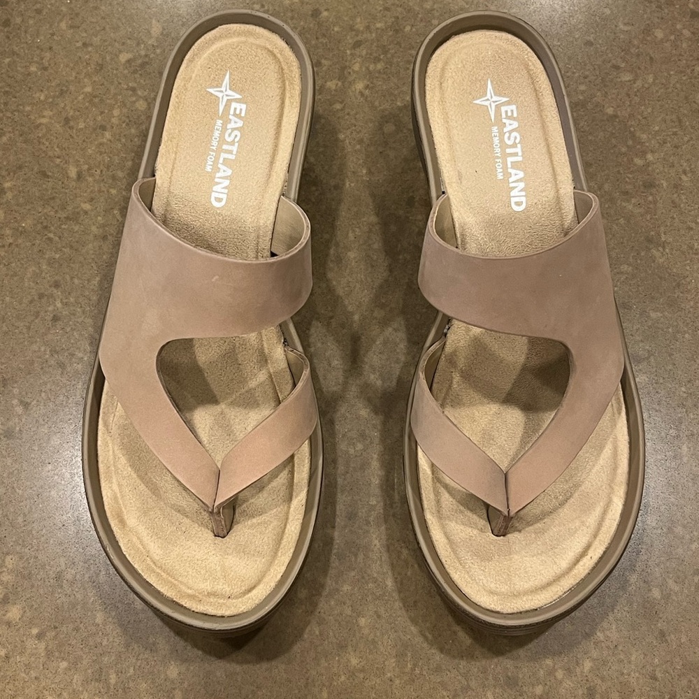 Eastland Taupe Comfort Wedge Sandals